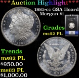 ***Auction Highlight*** NGC 1885-cc GSA Hoard Morgan Dollar 1 Graded ms62 PL By NGC (fc)