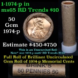 ***Auction Highlight*** Uncirculated 1c orig shotgun roll, 1974-p In Old Brinks wrapper  (fc)