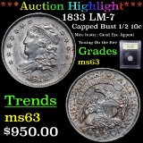 ***Auction Highlight*** 1833 LM-7 Capped Bust Half Dime 1/2 10c Graded Select Unc BY USCG (fc)