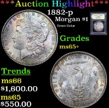 ***Auction Highlight*** 1882-p Morgan Dollar $1 Graded GEM+ Unc By USCG (fc)
