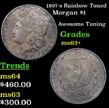 1897-s Rainbow Toned Morgan Dollar $1 Grades Select+ Unc