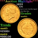 ***Auction Highlight*** 1853 Gold Dollar $1 Grades Choice+ Unc (fc)