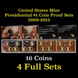 Group of 4 United States Presidential Dollar Proof Sets 2009-2012 16 coins