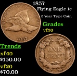 1857 Flying Eagle Cent 1c Grades vf++
