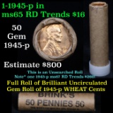 ***Auction Highlight*** Uncirculated 1c orig shotgun roll, 1945-p  In Old Brinks wrapper