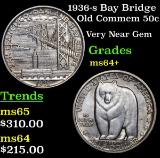 1936-s Bay Bridge Old Commem Half Dollar 50c Grades Choice+ Unc