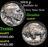 1914-p Buffalo Nickel 5c Grades Choice+ Unc