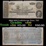 1864 $20 Confederate Note, T67 Grades vf, very fine
