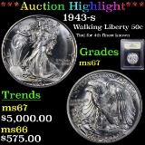 ***Auction Highlight*** 1943-s Walking Liberty Half Dollar 50c Graded GEM++ Unc BY USCG (fc)