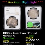***Auction Highlight*** NGC 1880-s Rainbow Toned Morgan Dollar $1 Graded ms66 By NGC (fc)