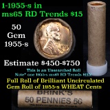 ***Auction Highlight*** Uncirculated 1c orig shotgun roll, 1955-s  In Old Brinks wrapper  (fc)