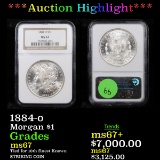 ***Auction Highlight*** NGC 1884-o Morgan Dollar $1 Graded ms67 By NGC (fc)