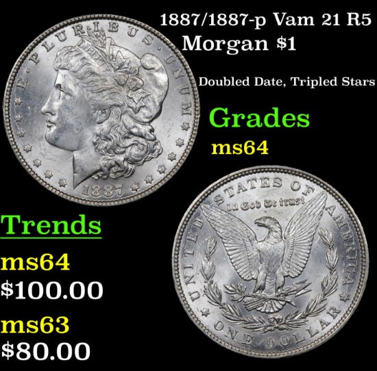 1887/1887-p Vam 21 R5 Morgan Dollar $1 Grades Choice Unc
