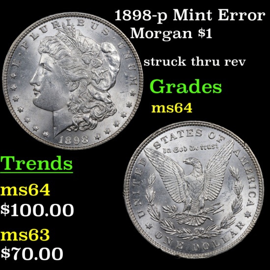 1898-p Mint Error Morgan Dollar $1 Grades Choice Unc