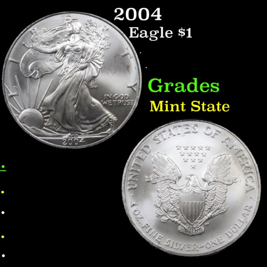 2004 Silver Eagle Dollar $1 Grades Mint State