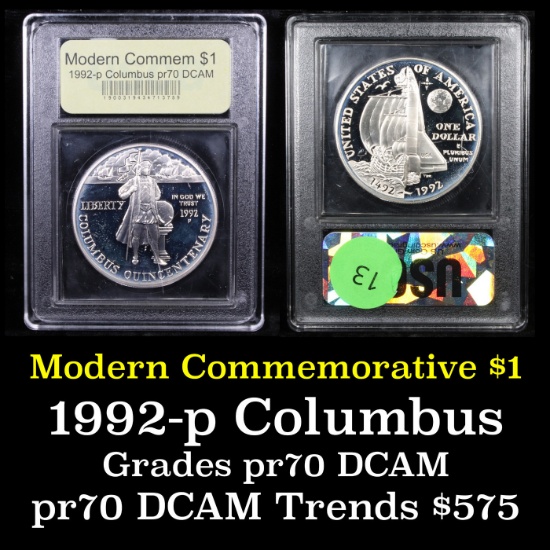 Proof ***Auction Highlight*** 1992-P Columbus Modern Commem Dollar $1 Grades GEM++ Proof Deep Cameo