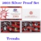 2003 United States Silver Proof Set - 10 pc set, about 1 1/2 ounces of pure silver Grades