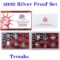 2000 United States Silver Proof Set - 10 pc set, about 1 1/2 ounces of pure silver Grades