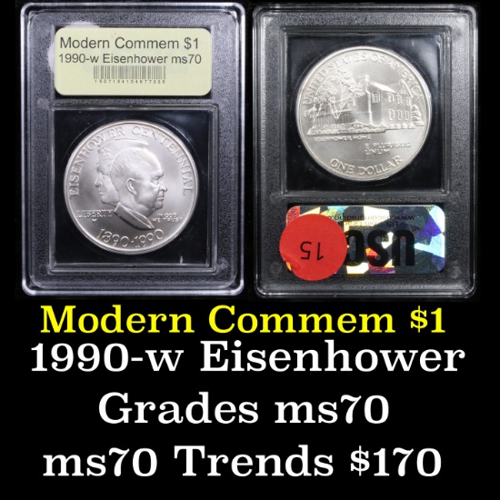 1990-w Eisenhower Modern Commem Dollar $1 Grades ms70, Perfection