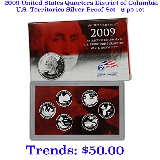 2009 United States Quarters District of Columbia and U.S. Territories Silver Proof Set - 6 pc set