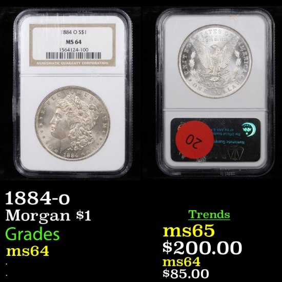 1884-o Morgan Dollar $1 Graded ms64 By NGC