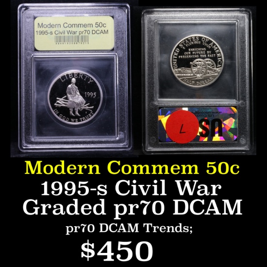 Proof 1995-S Civil War Modern Commem Half Dollar 50c Grades GEM++ Proof Deep Cameo