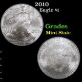2010 Silver Eagle Dollar $1 Grades Mint State