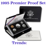 1995 United States Mint Premier Silver Proof Set in Display case 5 coins Grades