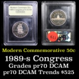 Proof ***Auction Highlight*** 1989-S Congress Modern Commem Half Dollar 50c Grades GEM++ Proof Deep