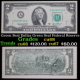 2003A $2 Green Seal Dallas Green Seal Federal Reserve Note (FRN) Grades Gem++ CU