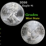 2016 Silver Eagle Dollar $1 Grades Mint State