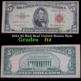 1953 $5 Red Seal United States Note Grades f+