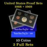 1968 & 1969 United States Proof Set 10 coins Grades