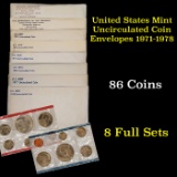 Group of 8 United States Mint Uncirculated Coin Sets In Original Government Packaging 1971-1978 96 c