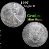 1997 Silver Eagle Dollar $1 Grades Mint State