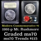 1991-p Mount Rushmore Modern Commem Dollar $1 Grades ms70, Perfection