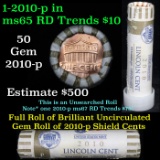 ***Auction Highlight***  Full 1c orig shotgun roll, 2010-p Union Shield Lincoln Cent Roll United Sta