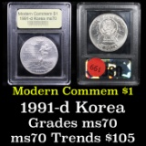 1991-d Korean War Modern Commem Dollar $1 Grades ms70, Perfection