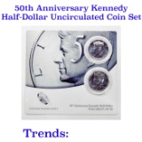 United States Mint 50th Anniversary Kennedy Half Dollar Uncirculated Coin Set 2 Coins Grades