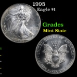 1995 Silver Eagle Dollar $1 Grades Mint State