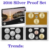 2016 United States Mint Silver Proof Set - 13 pc set, about 1 1/2 ounces of pure silver Grades