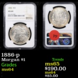 1886-p Morgan Dollar $1 Graded ms64 By NGC