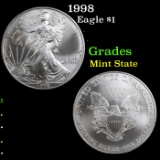 1998 Silver Eagle Dollar $1 Grades Mint State