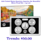 2013 United States Quarters America the Beautiful Silver Proof Set - 5 pc set Grades
