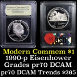 Proof 1990-P Eisenhower Modern Commem Dollar $1 Grades GEM++ Proof Deep Cameo