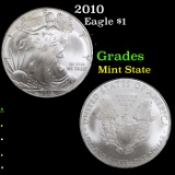 2010 Silver Eagle Dollar $1 Grades Mint State