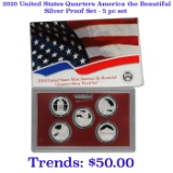 2010 United States Quarters America the Beautiful Silver Proof Set - 5 pc set   Grades