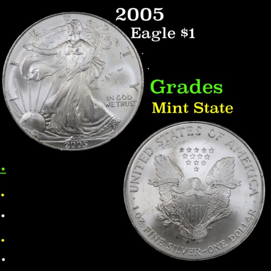 2005 Silver Eagle Dollar $1 Grades Mint State