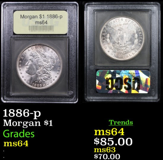 1886-p Morgan Dollar $1 Graded Choice Unc By USCG.