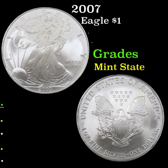 2007 Silver Eagle Dollar $1 Grades Mint State